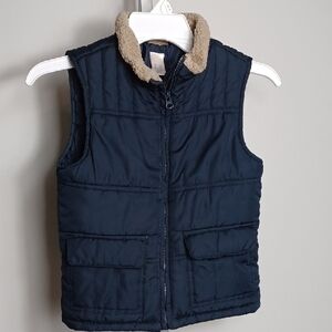 Gymboree Blue Puffer Vest with Fleece Collar - Small (5/6)